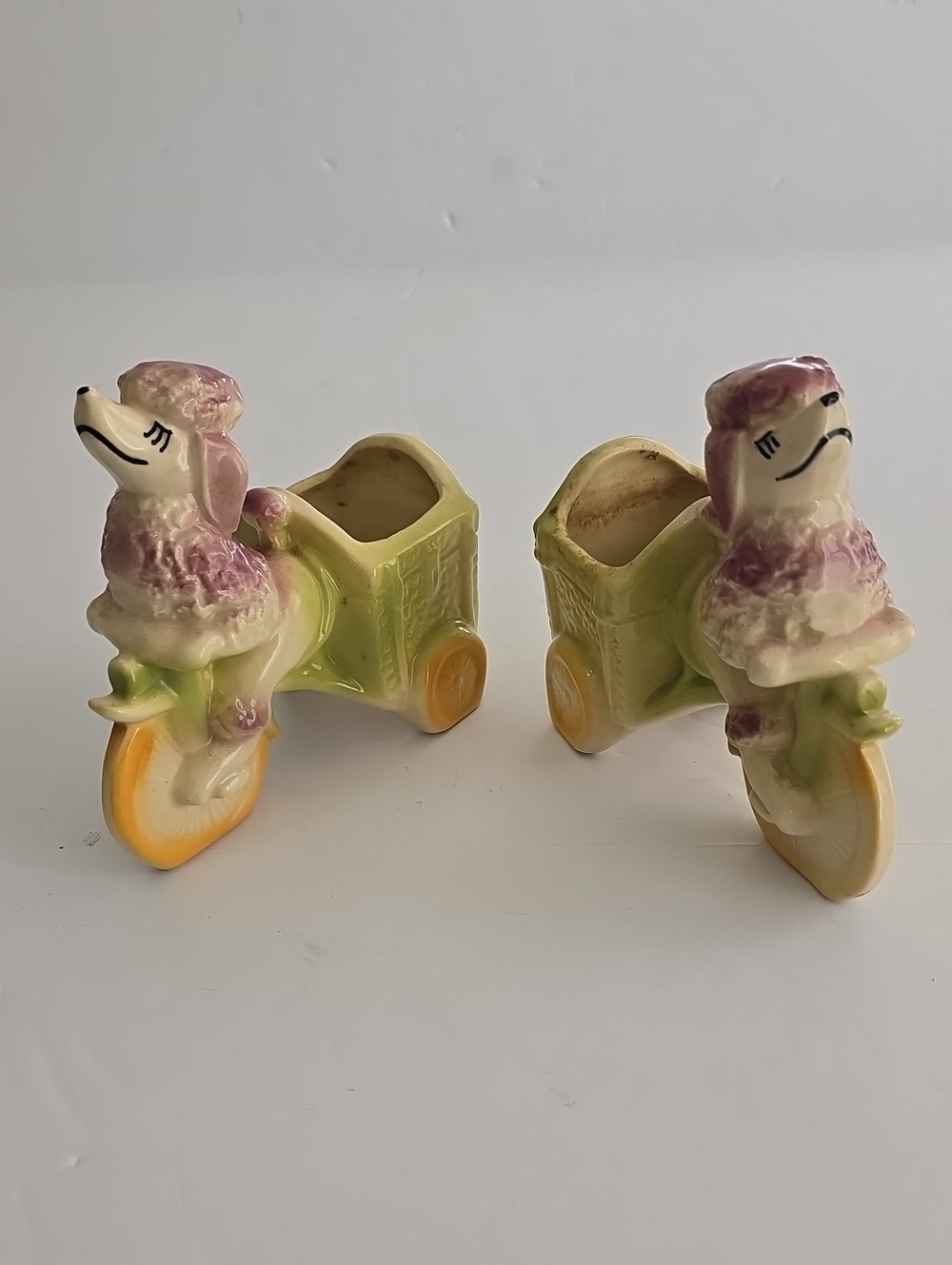 Vintage Shawnee Pottery Set Of 2 Anthropomorphic Poodle Planters USA Original
